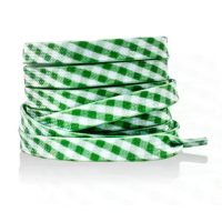 Široké tkaničky s kostkovaným potiskem, jeden pár - Zelené, 120 cm