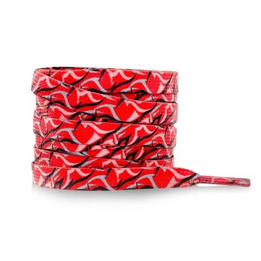Foto - Široké tkaničky s trnitým potiskem, jeden pár - Červené, 120 cm